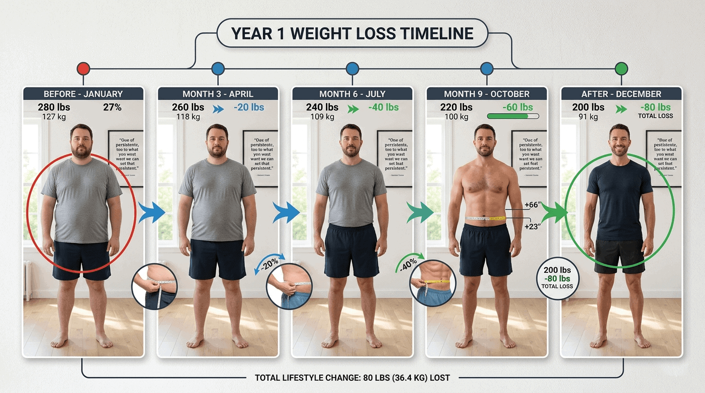 visual progression chart showing weight loss