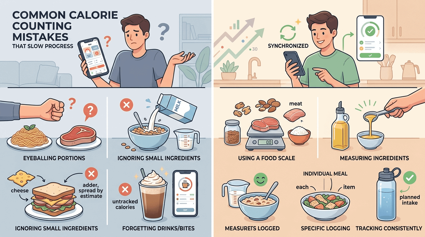 Comparison visual — Common Calorie Counting Mistakes That Slow Progress