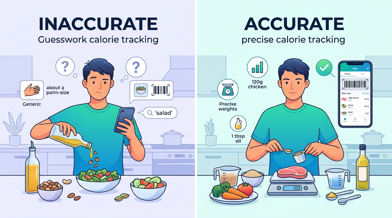 Comparison visual — How To Track Calories Accurately